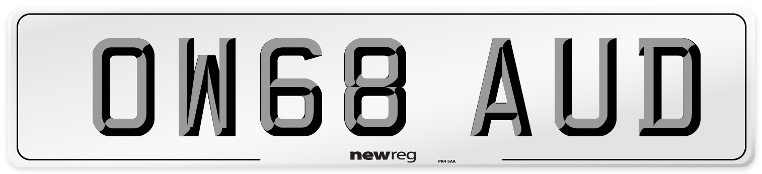 OW68 AUD Number Plate from New Reg